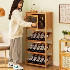 하루템 가정용 와인 수납장 위스키 양주 진열장 고급 술 장식장 와인랙, 우드 4단