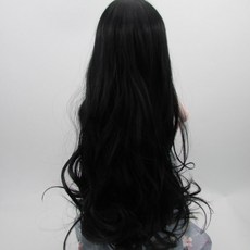 臺灣熱銷 3/1 bjd假髮夜蘿莉娃娃假髮頭套 sd球型公仔頭套高溫絲編髮加厚毛, 黑色中分捲髮, 1個