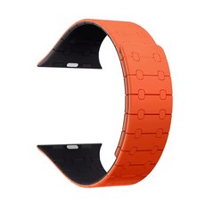 사라밴드 애플워치 호환 마그네틱 플렉스 실리콘 스트랩, 42/44/45/49mm, 오렌지 + 미드나이트