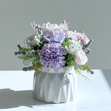 VITALO 블룸 도자기 화병세트 생화같은 조화 꽃병세트 미니 조화 세트, 블룸 퍼플
