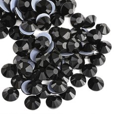 Beadsland(비즈랜드)핫픽스 라인석 공예 의류 DIY 장식용 플랫 백 크리스탈 라인석, 144개, 블랙,SS40,8.3-8.6mm