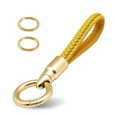 Zafolia 천연 가죽 키체인 자동차 홈 키링 스트랩 홀더 랜야드 여성용 남성용 블랙., 옐로우-b