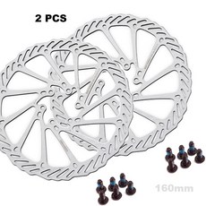1PC MTB 자전거 브레이크 디스크 160mm/180mm 디스크 로터 6 볼트 산악 자전거 브레이크 디스크 볼트가있는 자전거 액세서리, 2 PCS Silvery 160