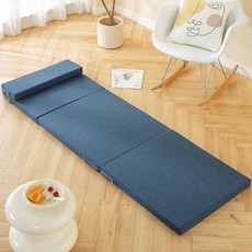 180CM 3단 접이식 폴딩 침대 낮잠매트 요가 커스터마이징, 논슬립(스펀지타입)150*60*5인디고(헤드레스트접이식