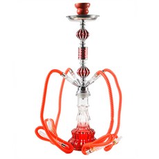 新款四頭中號阿拉伯水煙壺金屬高檔ktv酒吧玻璃菸斗配件, 1個, 紅色四管:無規格