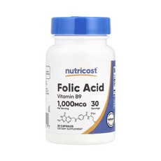 뉴트리코스트 엽산 1 000mcg 30캡슐, 1개