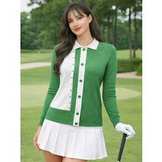 [국내매장 정품] 데니스골프 [DENNIS] 26SS신상 여성 울 블렌디드 쁘띠카라 레터링 니트가디건 HD4SLSP993 650901