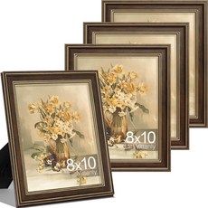 Vittanly10.2x15.2cm4x6인치사진액자4개세트 벽또는탁상용빈티지사진프레임 디스플레이10.2x15.2cm4x6120923, 8x10, 브라운