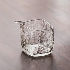 加厚耐熱玻璃公道杯 茶海 分茶器 日式茶具 過濾茶漏 泡茶套裝, 1個, 錘紋矮款240ml