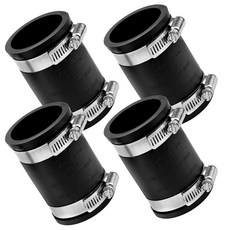 1-1/4인치 PVC 파이프 또는 3.925인치 원주 구리 배관 연결부용 유연한 커플링 피팅 조절 가능한 스테인리스 스틸 수도관 클램프 씰 설치, 4PCS 1-1/2 Inch