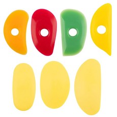 프라멘디노 7팩 소프트 고무 리브 실리콘 세라믹 도구 매끄러운 모양 조각 도자기 점토 DIY용, Yellow