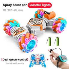 rc카 키덜트 호환 223 최신 RC 스턴트 자동차 24G 원격 제어 자동차 RC 시계 제스처 센서 LED 회전 선물 전자, 13.White 2Batteries