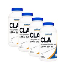 뉴트리코스트 CLA 공액리놀레산 2400mg 소프트젤 Nutricost Conjugated Linoleic Acid, 240정, 4개