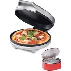 베티 크로커 8인치 여행용 피자 메이커 플러스 단열 여행 가방이 있는 실내 전기 그릴 피자용 논스틱 팬 퀘사디아 나초 등 맛있는 식사를 위한 개인 머신 실버, Silver, Travel Size