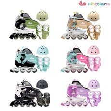 WHEELERS 아동 어린이 인라인스케이트 세트 인라인+헬멧+보호대+가방, 03. 스마트4콤보 블랙민트