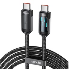 Toocki LED 라이트 PD 100W C to C타입 초고속충전 케이블, 1개, 블랙, 2m