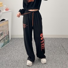 댄마샵 여성 록 스트링 와이드팬츠 줌바댄스복 방송댄스복 에어로빅복 폴리에스터 레터링