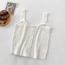 뷔스티에 레이어드 캐미솔 니트 탑 여성 골지 민소매 크롭 조끼 블랙 화이트