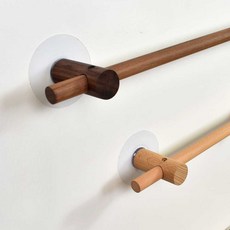 원목 커튼봉 레일 무타공 미니 커튼 방문 나무 막대 브래킷 지름 1.8cm 비치우드 단일봉 40cm