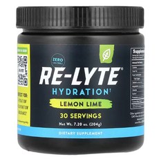 Re-Lyte 제로 칼로리 하이드레이션 수분충전 레몬 라임 전해질 분말 204g, 1개