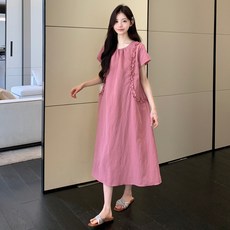 임산부 원피스 루즈핏 플러스사이즈 프랑스 스타일 여름 만삭촬영의상