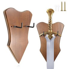 ATSKIM Adjustable Sword Holder Wall Mount Wood Plaque Vertical Sword Display Stand Hanger Rack wit, 1 Pcs