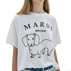 Mardi Mercredi 線條小狗圖案短袖T恤