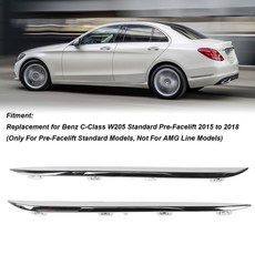 호환 벤츠 C 클래스 W205 표준 사전 페이스리프트 후면 범퍼 크롬 사이드 몰딩 교체 2 개