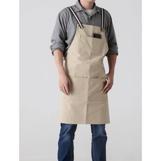 NENAI 캔버스 작업복 바리스타 방수 앞치마, 베이지, 4개