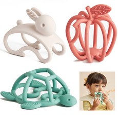 플레이 치발기 실리콘, COLOR:사과, 사과, 1개