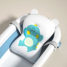 嬰兒洗澡盆浴盆寶寶可摺疊幼兒坐躺大號浴桶小孩家用新生兒童用品, 1個, 恐龍懸浮浴墊-藍色:如圖