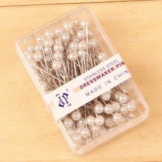 다채로운 라운드 진주 머리 바늘 스티치 스트레이트 푸시 바느질 핀 양재 DIY 바느질 도구 위치 100 개/상자, 흰색 100pc
