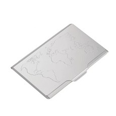 【Troika 梅森巴赫】世界地圖輕巧名片夾#浮凸地圖設計(輕薄美型質感爆表), 銀色, 1個