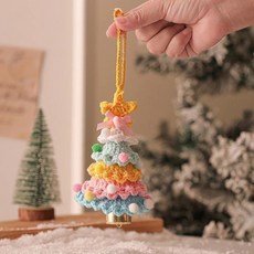 好物推薦 聖誕樹汽車掛件風鈴掛飾【成品】手工毛線鉤織DIY聖誕節裝飾 臺灣出貨, 純手工鉤織成品彩色五層, 1個