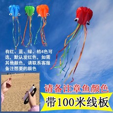 대형 문어연 야외 큰연 연날리기 해변 컬러테일 한강, 01.4m빨간문어+100m철판