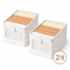 하스몰 통풍잘되는 마소재 고급 접이식 옷정리함 리빙박스, 크림베이지, 2개