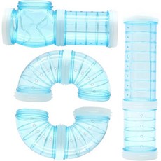 햄스터 튜브 세트 투명 곡선 파이프 애완동물 우리 터널 DIY 창의적 연결 운동 장난감 쥐 및 기타 작은 동물용, Blue