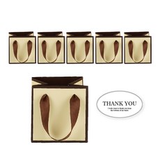 빛공 정사각 고급 미니 선물 쇼핑백 종이가방, 6개, 브라운