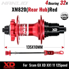 Nanlio XM820 전면 또는 자전거 허브 120T 소음 산악 NBK 밀폐 베어링 8-11 28/32/36 홀 6 폴