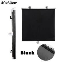 1pc 네일 프리 흡입 컵 롤러 블라인드 개폐식 UV 방지 블랙 아웃 커튼 자동차 용 블랙/실버 차양 롤러 블라