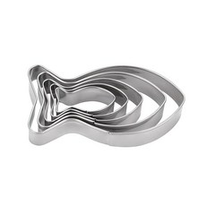 대형 크리스마스 쿠키 커터 10.2cm(4인치) 홀리데이 튼튼한 몰드 두꺼운 스테인리스 스틸 레시피 설명서(한글이 아닐 수 있음) 눈사람 트리 엘크 눈송이 산타, Fish