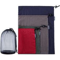 나일론 스터프 자루 세트 5피스1.4L2.7L3L7.5L15L 드로스트링 보관 메쉬 백 Ditty 가방 작은 M 라지 XL 정리 여행 캠핑 백패킹 다운 재킷 다양한 색상, 1개