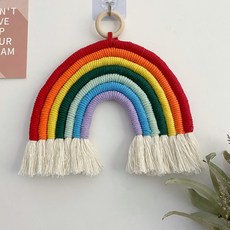 카페 인테리어 벽장식 소품 레인보우 마크라메 무지개 장식 아이방 꾸미기, 무지개 마크라메장식, 무지개 마크라메장식