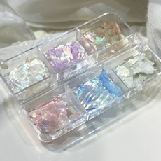 셀프네일 천연 자개 파츠 믹스 6종 세트 젤네일아트 오팔 자개 네일아트 재료, 1개, 01번 파스텔자개