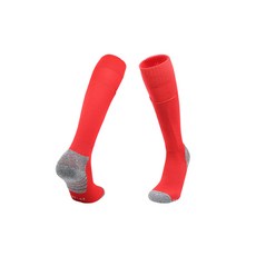 足球襪 透氣吸濕排汗運動長襪 加厚足底防滑 多功能男女適用, 亮紅色M, 1個