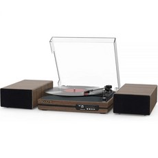 Boytone BT-112W 블루투스 빈티지 스타일 비닐 레코드 플레이어 턴테이블 스테레오 책장 스피커 2개 무선 재생 FM 라디오 3단 속도 비닐 플레이어 RCA, Boytone BT-112W 블루투스 빈티지 스타일 비