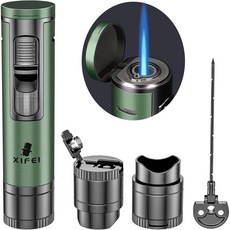 【崇德店】XIFEI Cigar Lighter 雪茄點菸器，雪茄打孔機，雪茄抽吸增強器，雪茄架，一體機（槍灰）, 1個, Green