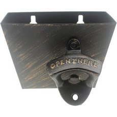 캡 캐처 세트가 있는 블랙 캐스트 아이언 병따개 벽걸이 맥주 탑따개, Aged Gold Black