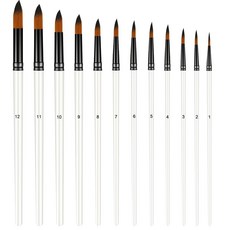페인팅용 필버트 세트 그림 호환 아티스트 나일론 페인트 라운드 수채화 페인팅 구아치 12개 브러시 키트 그리기용 된 팁이, nd Tip