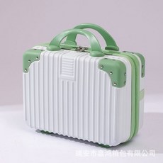 핸드 수하물 14 인치 메이크업 박스 휴일 선물 소형 미니 여행 비밀번호 박스 보관 가방, 14인치 【23.15.32】, 흰색 + 녹색